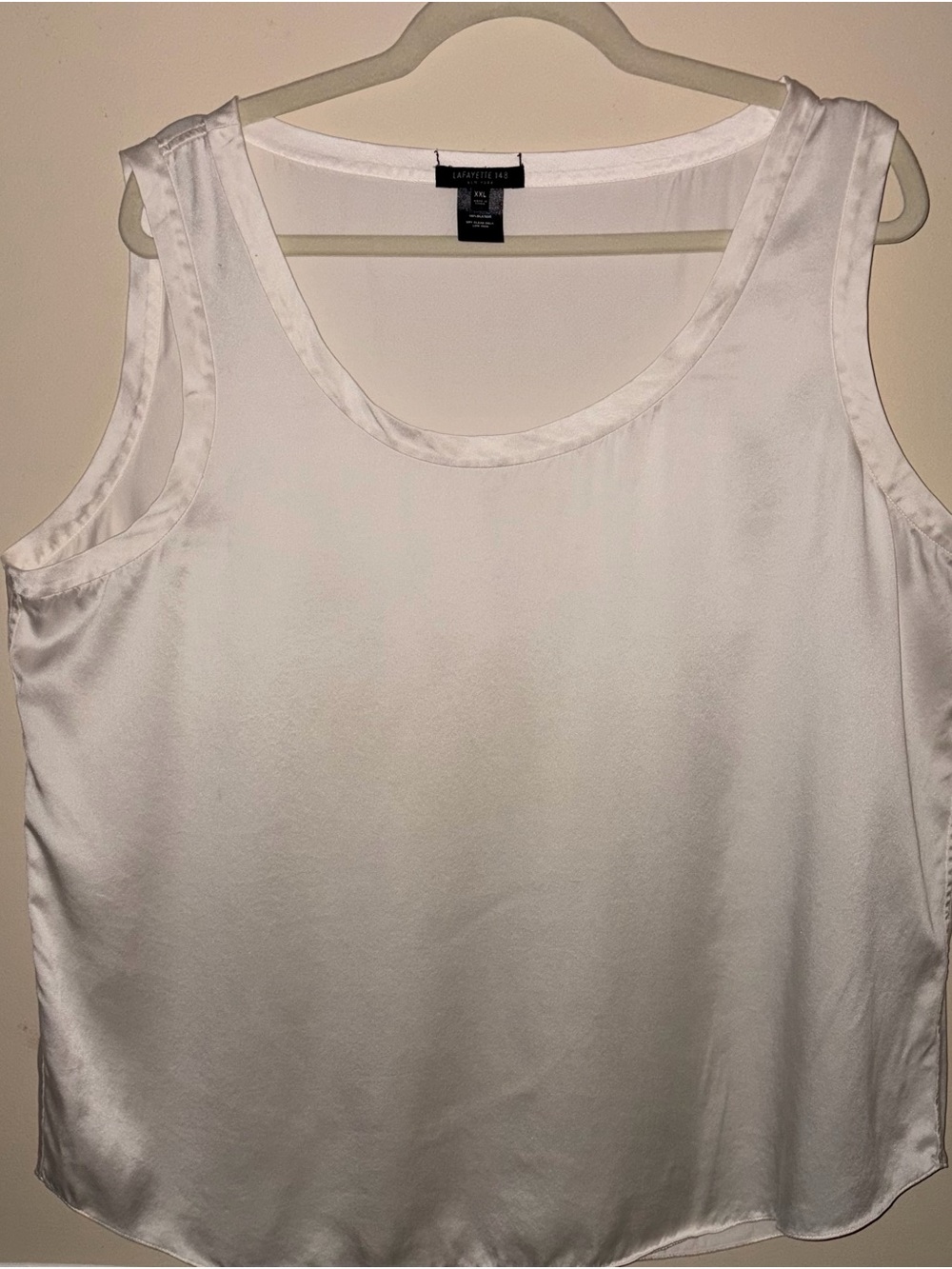 Lafayette 148 New York White Satin Scoop Neck Sleeveless Top